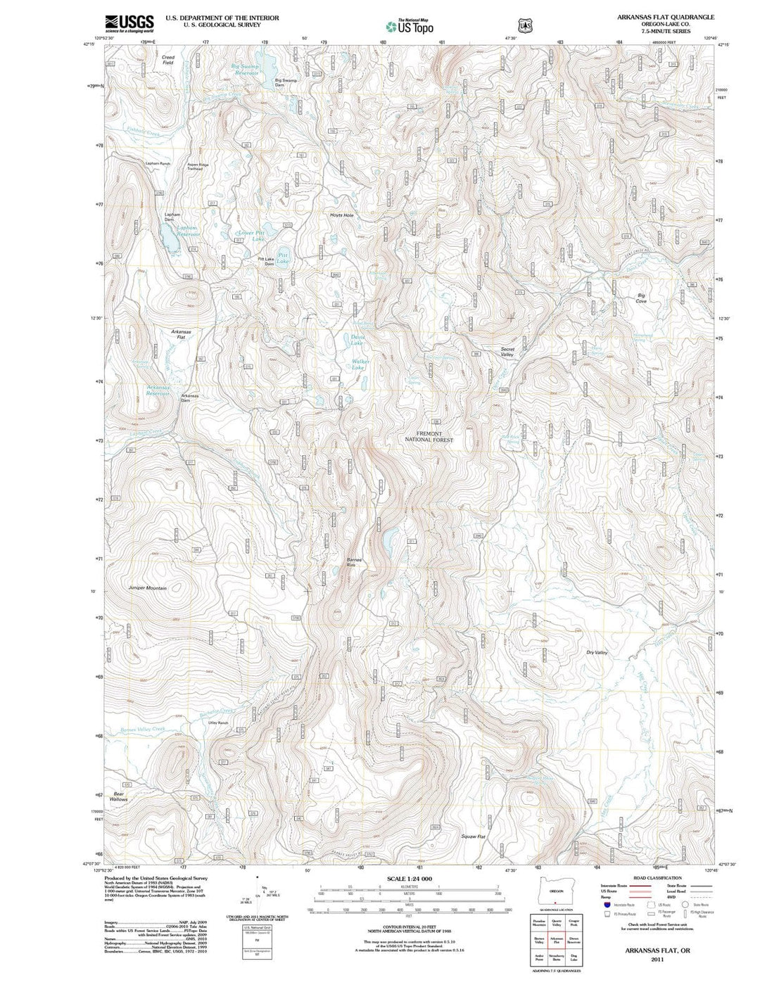 2011 Arkansas Flat, OR - Oregon - USGS Topographic Map