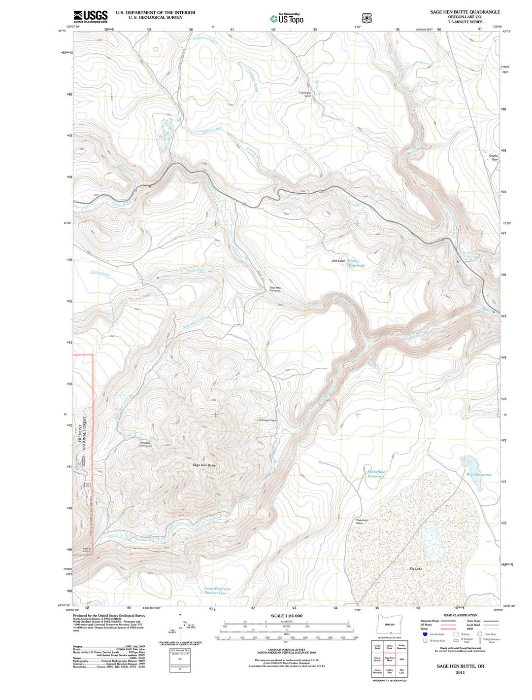 2011 Sage Hen Butte, OR - Oregon - USGS Topographic Map
