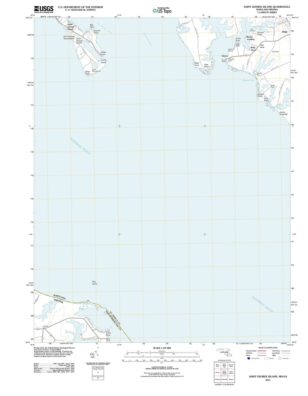 2011 Saint George Island, MD - Maryland - USGS Topographic Map