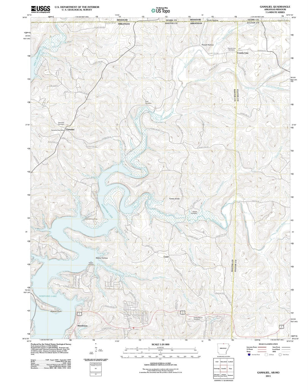2011 Gamaliel, AR - Arkansas - USGS Topographic Map