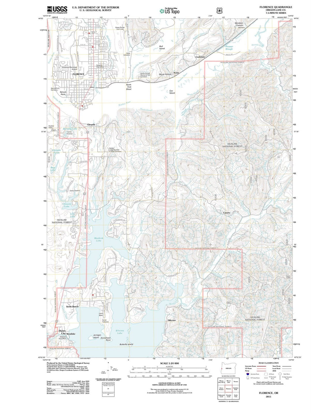 2011 Florence, OR - Oregon - USGS Topographic Map
