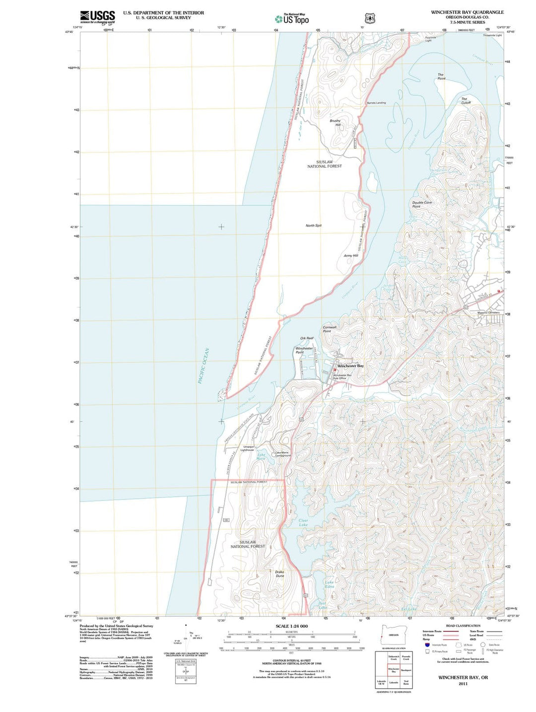 2011 Winchester Bay, OR - Oregon - USGS Topographic Map
