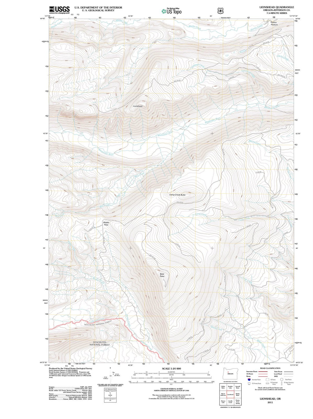 2011 Lionshead, OR - Oregon - USGS Topographic Map