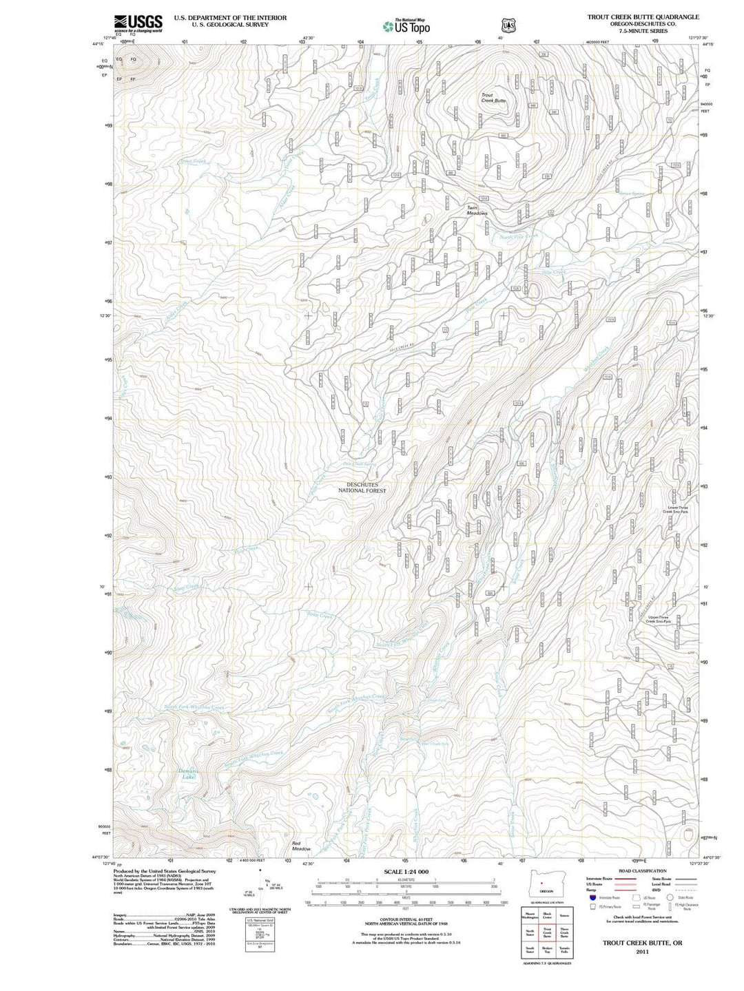 2011 Trout Creek Butte, OR - Oregon - USGS Topographic Map