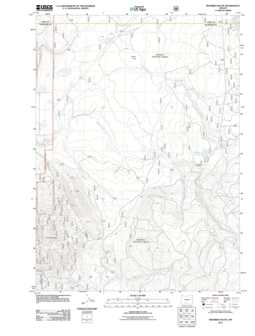 2011 Riverbed Butte, OR - Oregon - USGS Topographic Map