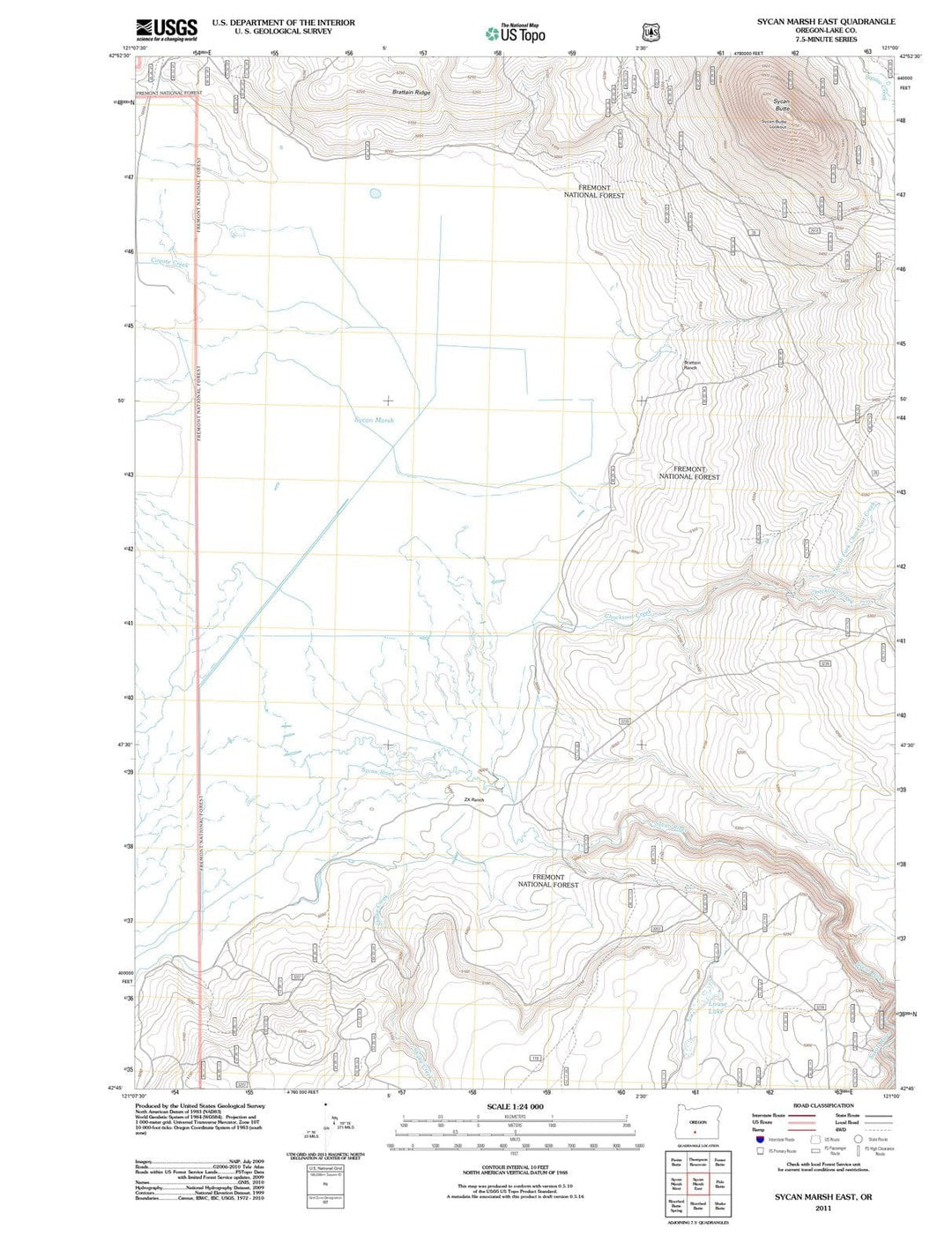 2011 Sycan Marsh East, OR - Oregon - USGS Topographic Map