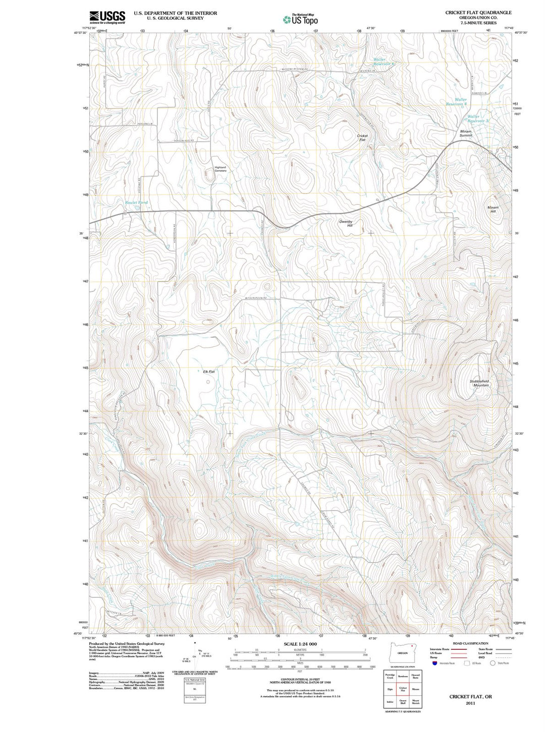 2011 Cricket Flat, OR - Oregon - USGS Topographic Map