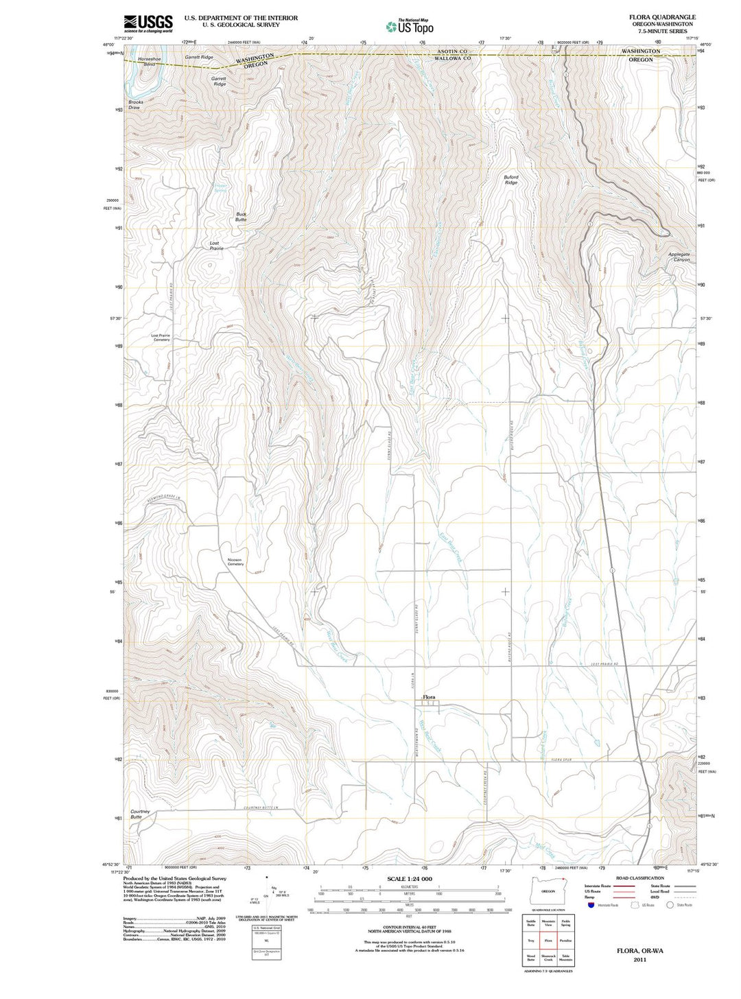 2011 Flora, OR - Oregon - USGS Topographic Map