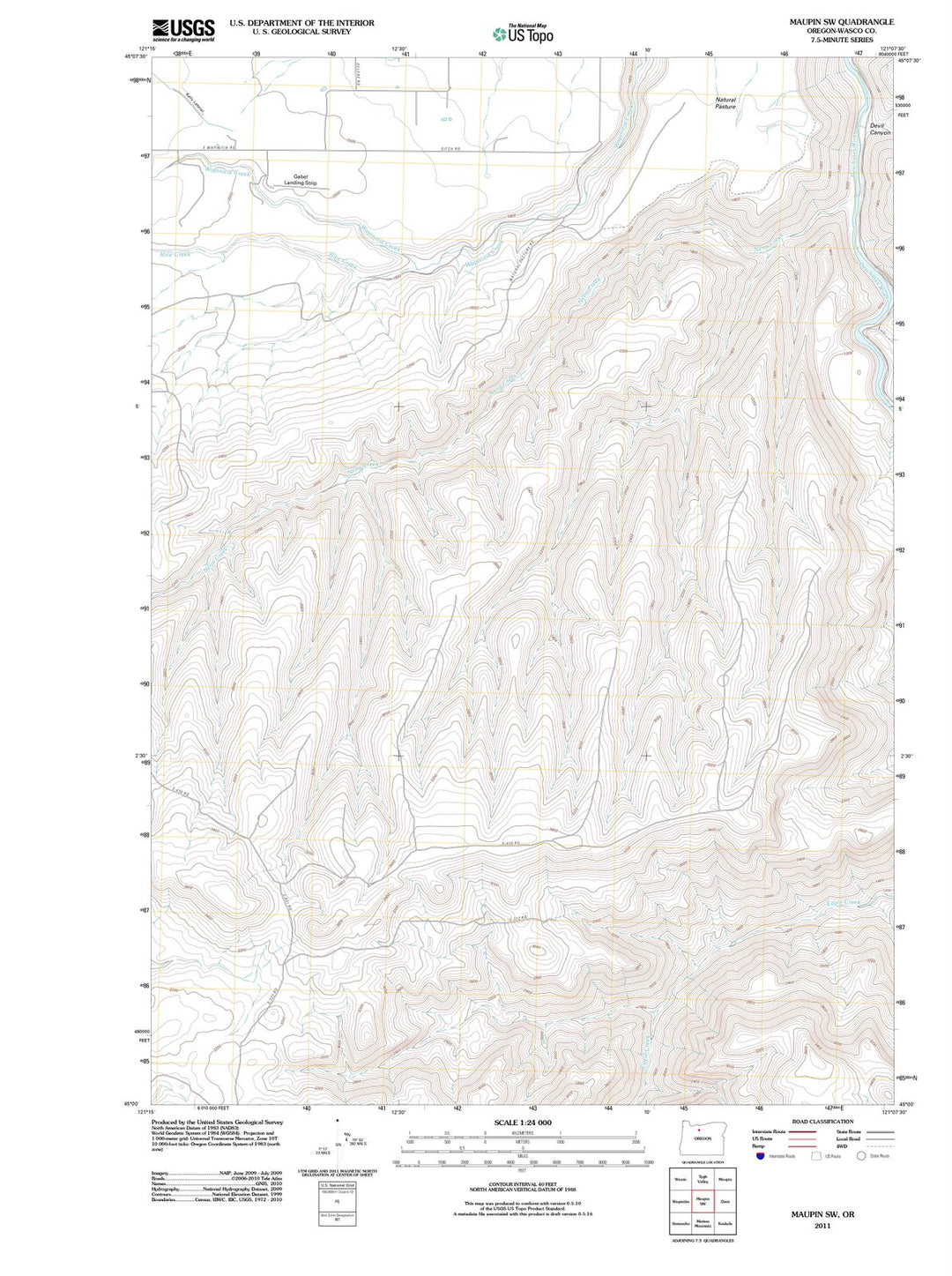 2011 Maupin, OR - Oregon - USGS Topographic Map