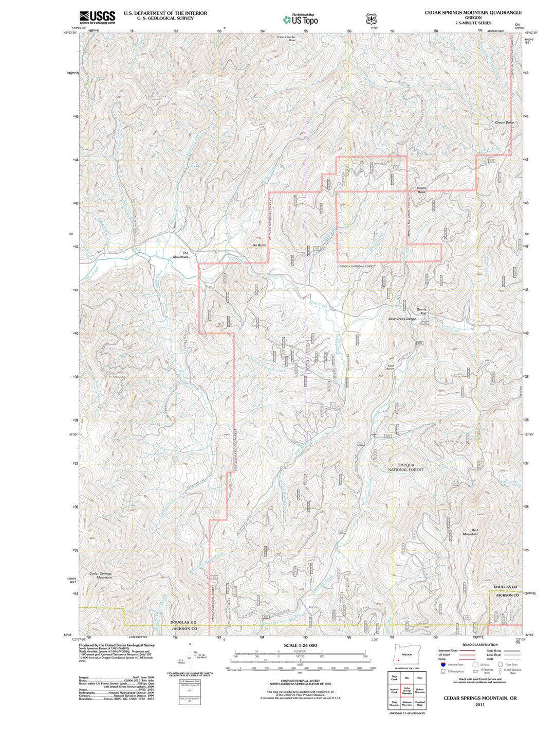 2011 Cedar Springs Mountain, OR - Oregon - USGS Topographic Map