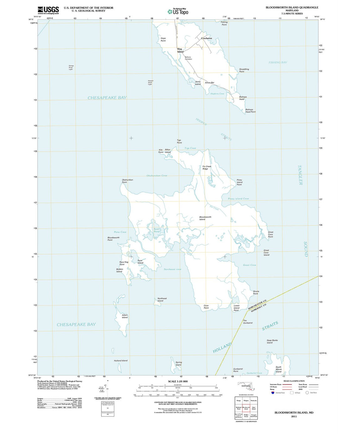 2011 Bloodsworth Island, MD - Maryland - USGS Topographic Map