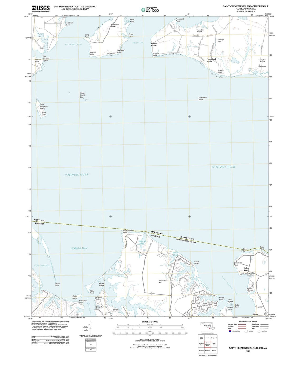2011 Saint Clements Island, MD - Maryland - USGS Topographic Map