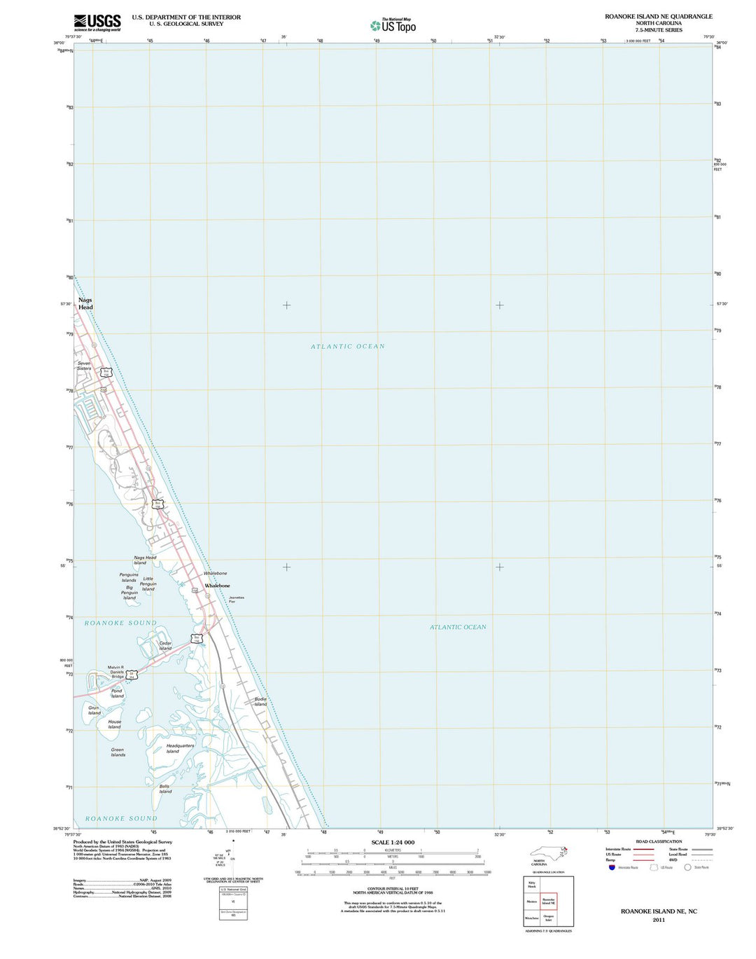 2011 Roanoke Island, NC - North Carolina - USGS Topographic Map
