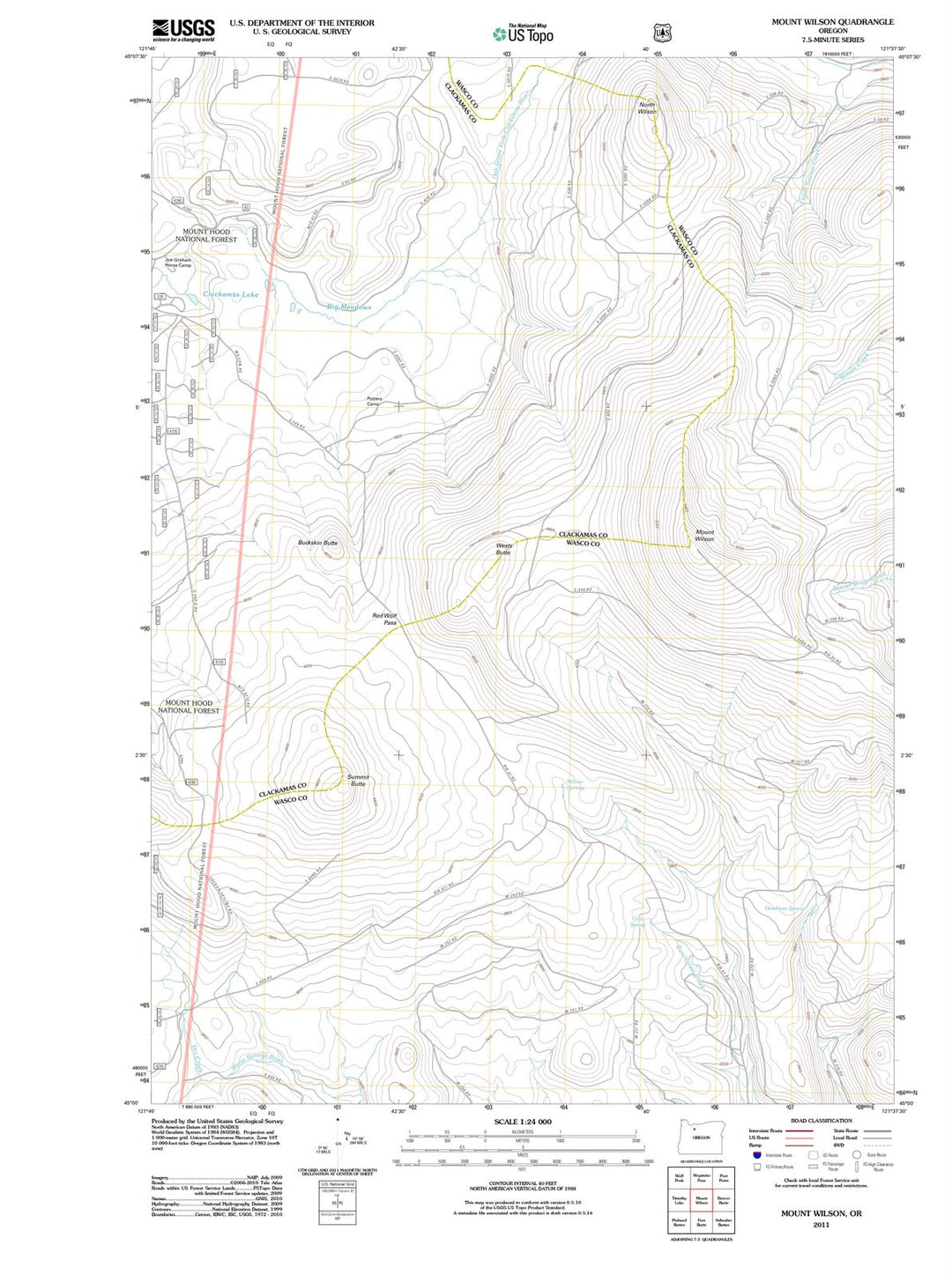 2011 Mount Wilson, OR - Oregon - USGS Topographic Map
