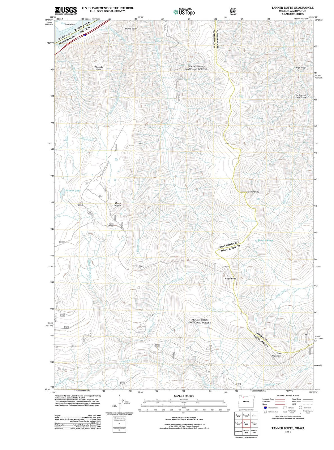 2011 Tanner Butte, OR - Oregon - USGS Topographic Map