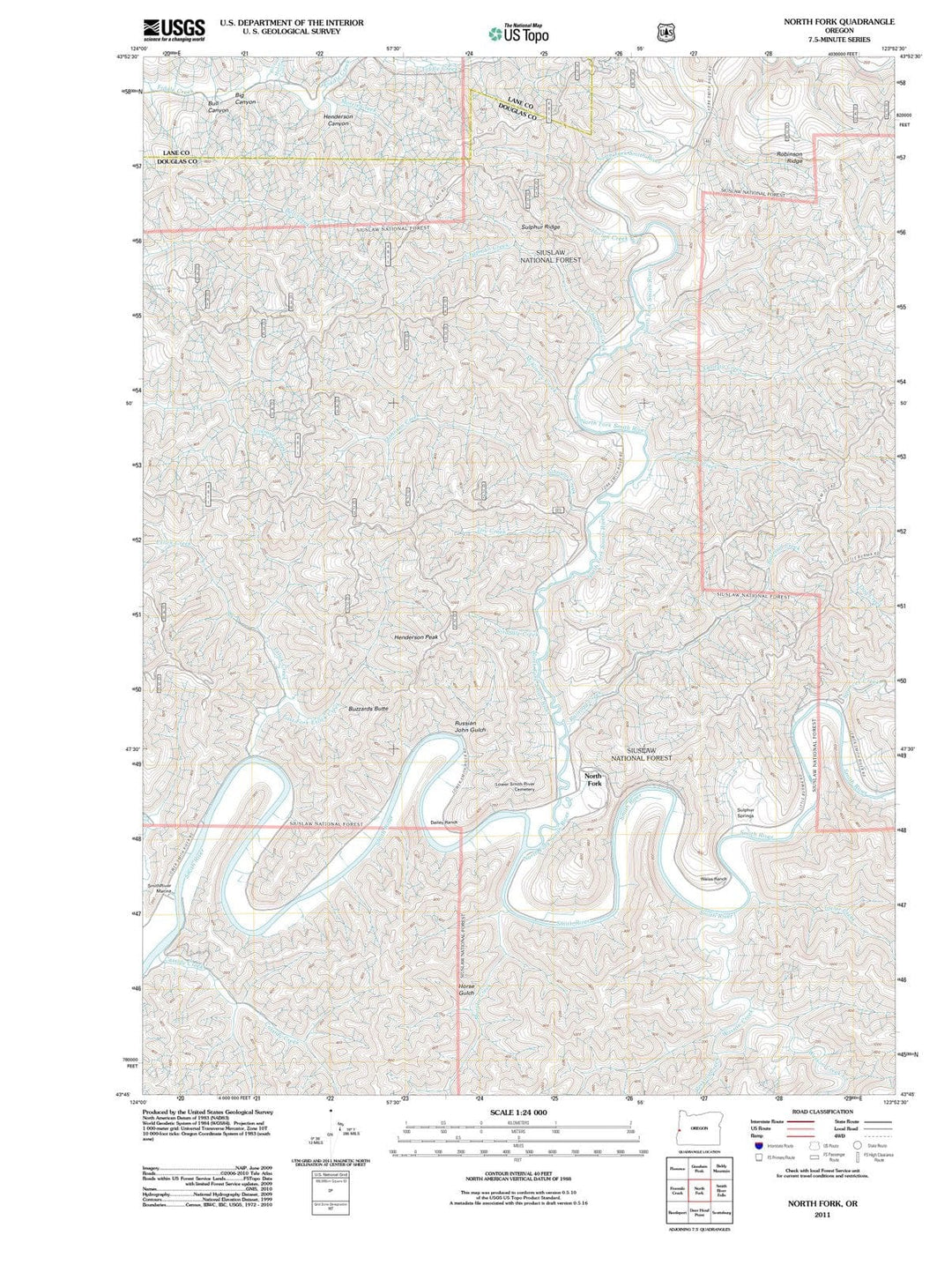 2011 North Fork, OR - Oregon - USGS Topographic Map