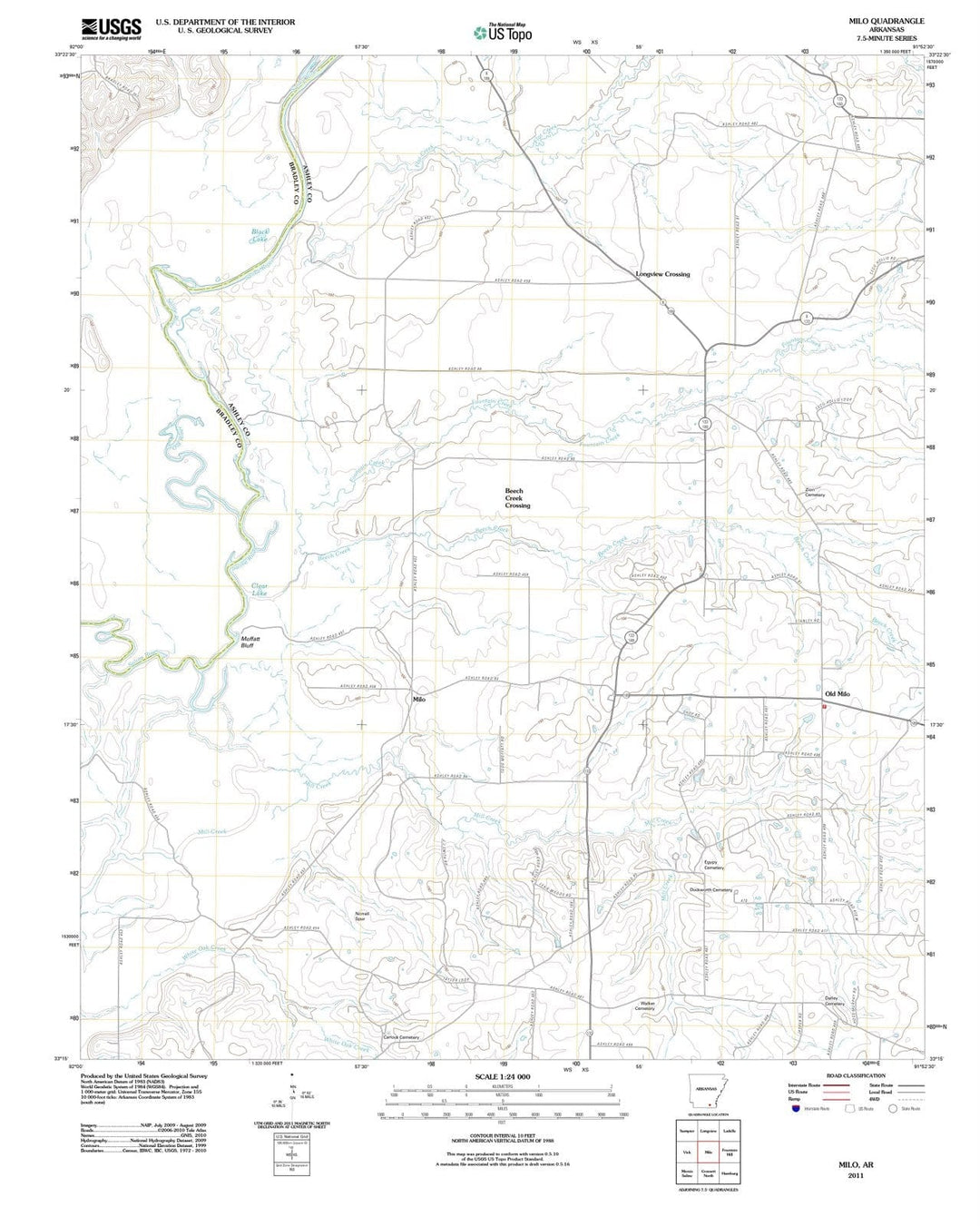 2011 Milo, AR - Arkansas - USGS Topographic Map