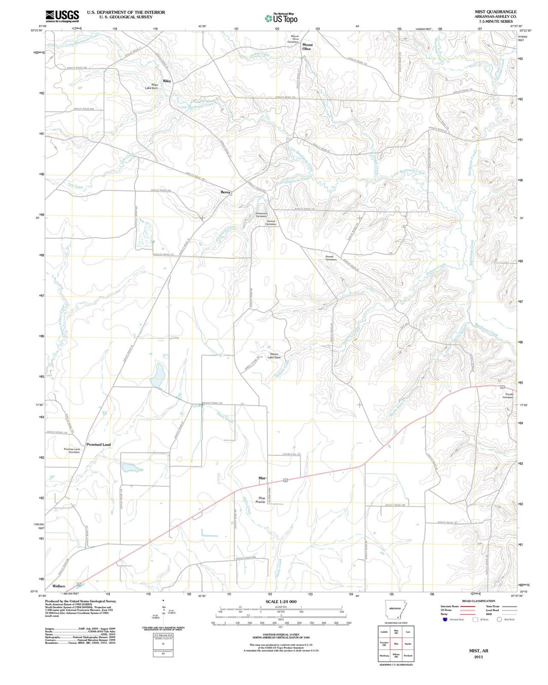 2011 Mist, AR - Arkansas - USGS Topographic Map