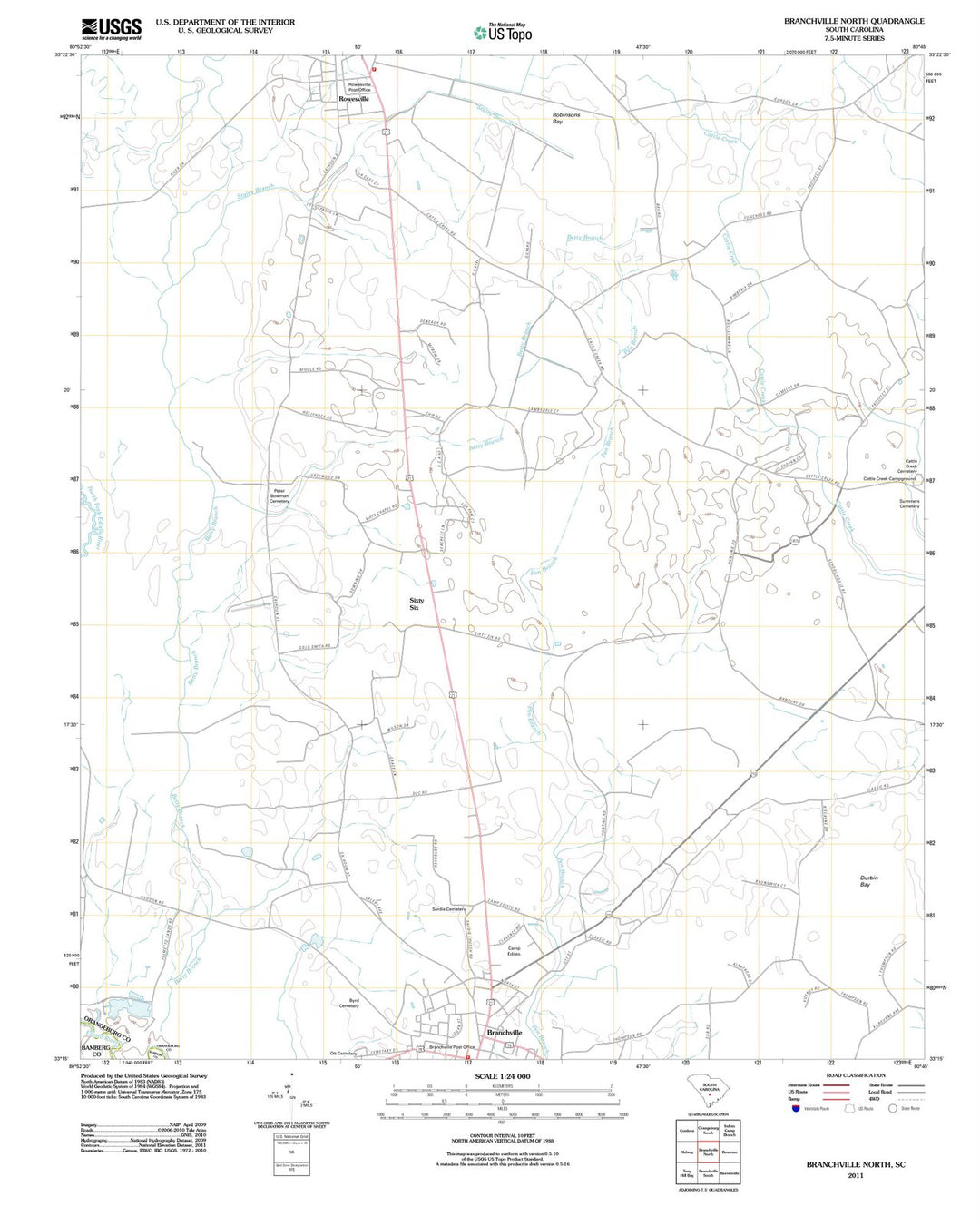 2011 Branchville North, SC - South Carolina - USGS Topographic Map