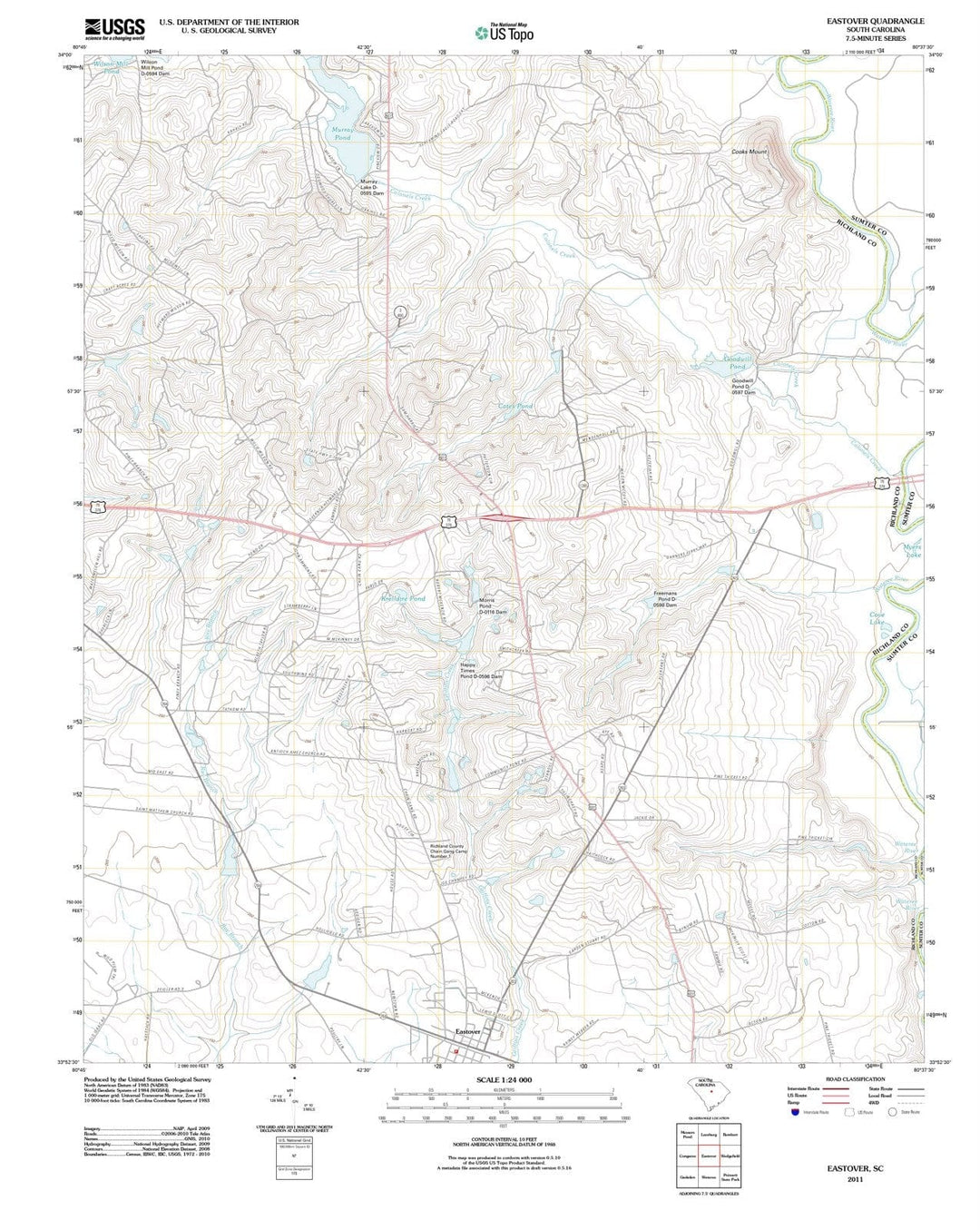 2011 Eastover, SC - South Carolina - USGS Topographic Map