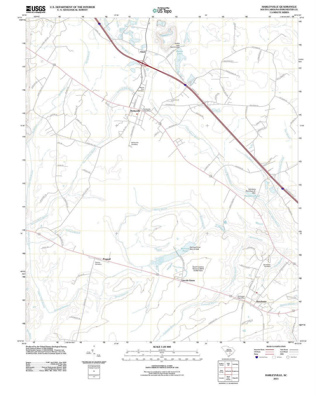 2011 Harleyville, SC - South Carolina - USGS Topographic Map