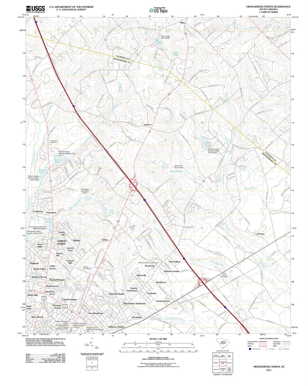 2011 Orangeburg North, SC - South Carolina - USGS Topographic Map