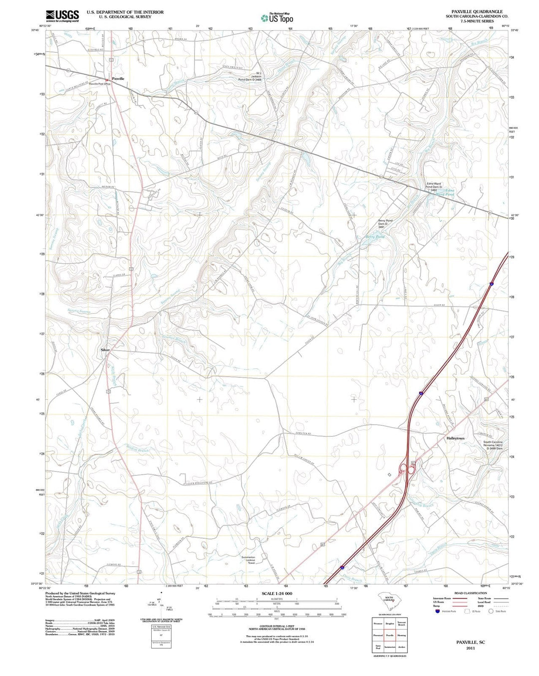 2011 Paxville, SC - South Carolina - USGS Topographic Map