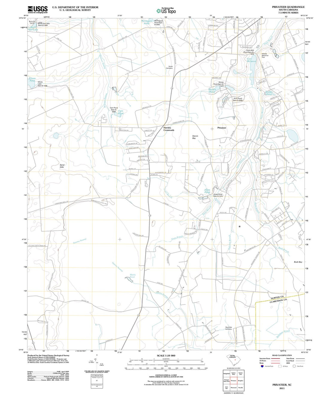 2011 Privateer, SC - South Carolina - USGS Topographic Map