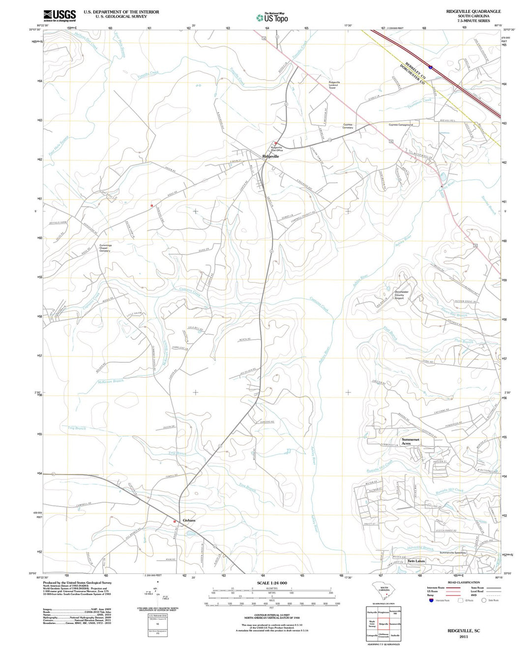2011 Ridgeville, SC - South Carolina - USGS Topographic Map