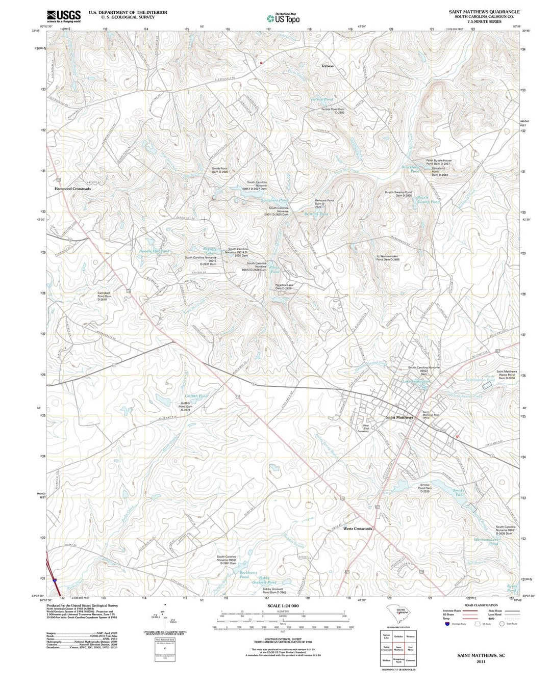 2011 Saint Matthews, SC - South Carolina - USGS Topographic Map
