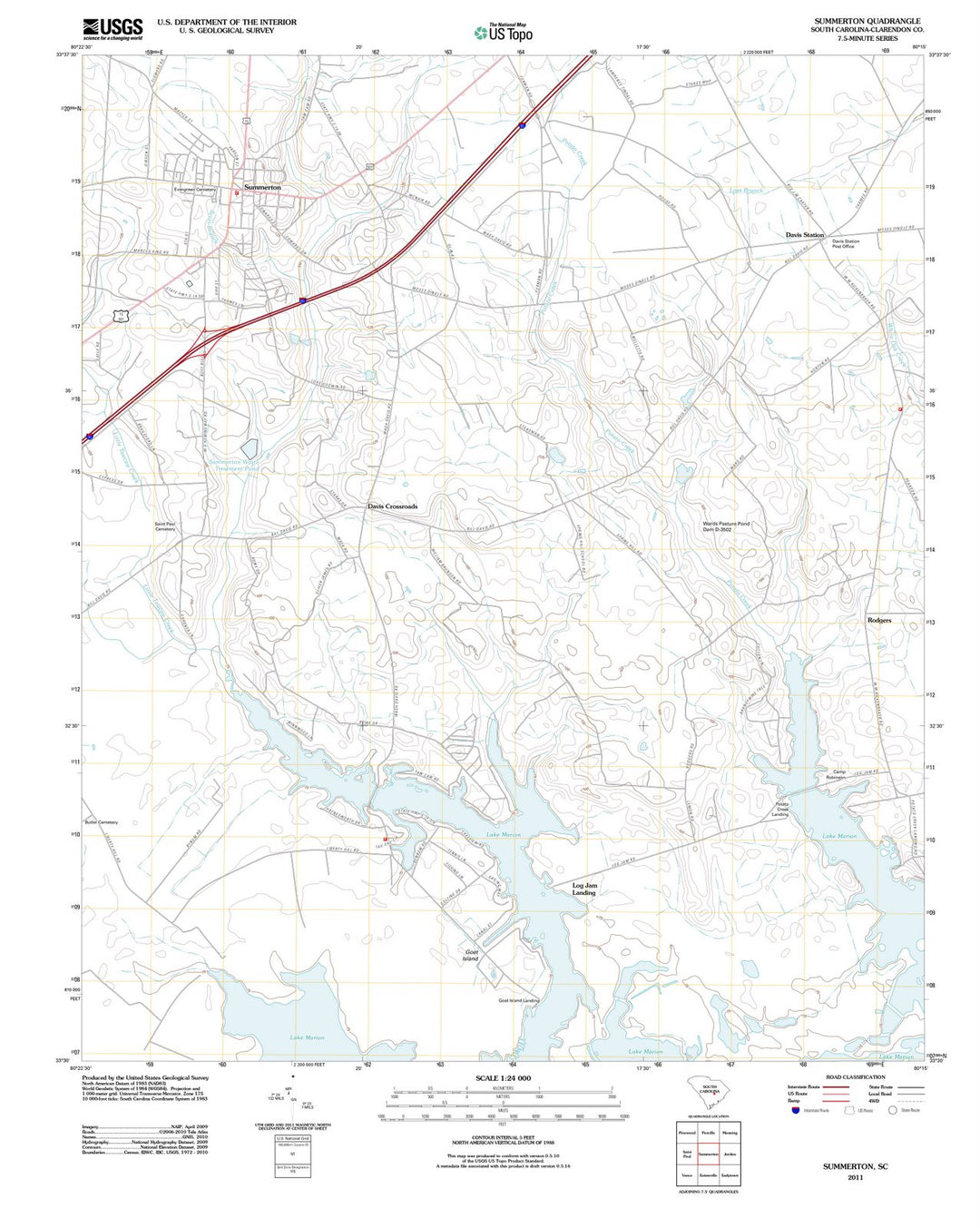 2011 Summerton, SC - South Carolina - USGS Topographic Map