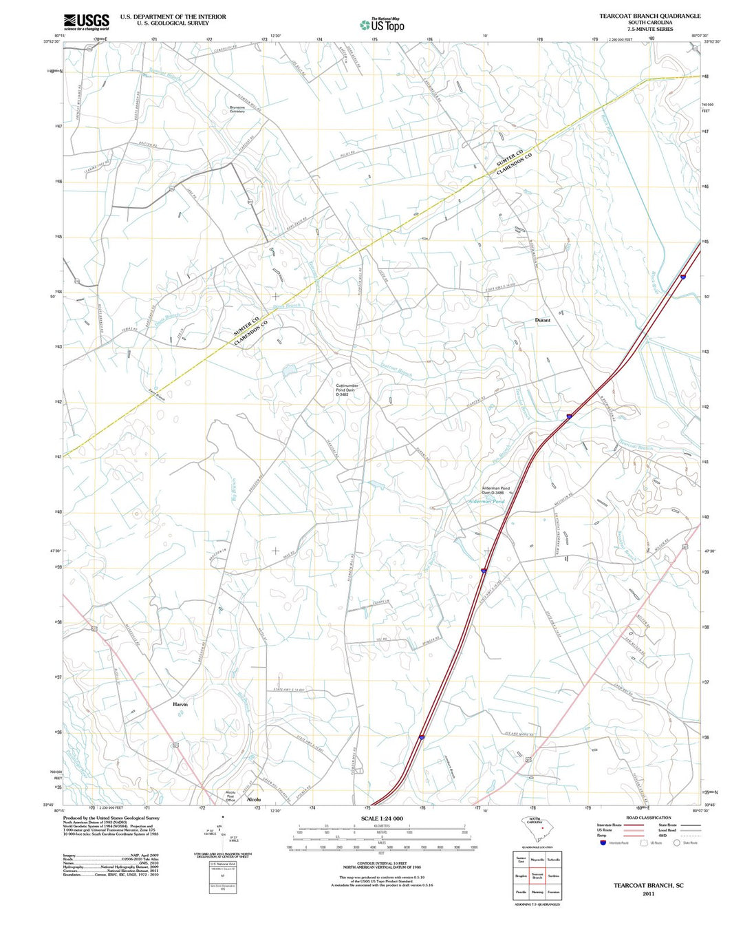 2011 Tearcoat Branch, SC - South Carolina - USGS Topographic Map