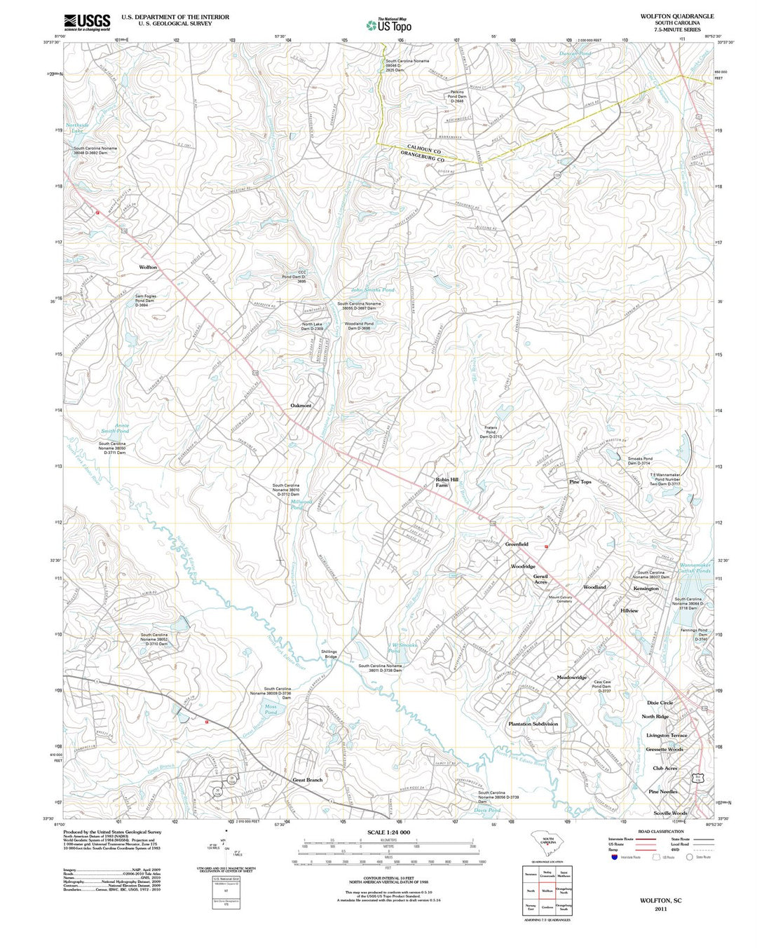 2011 Wolfton, SC - South Carolina - USGS Topographic Map