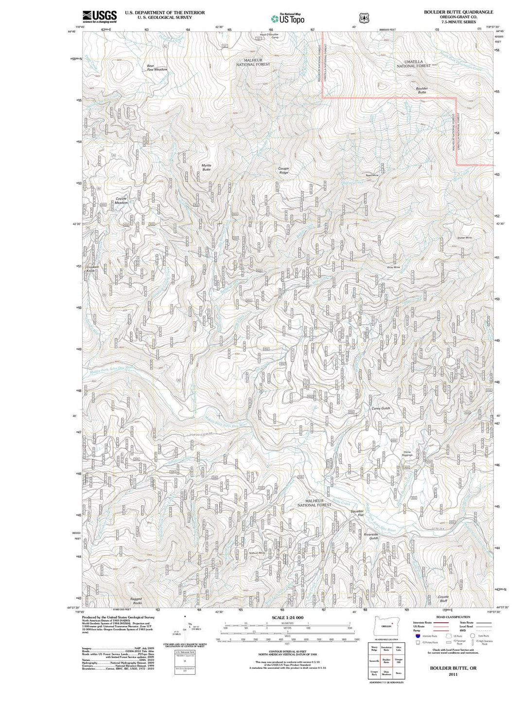 2011 Boulder Butte, OR - Oregon - USGS Topographic Map