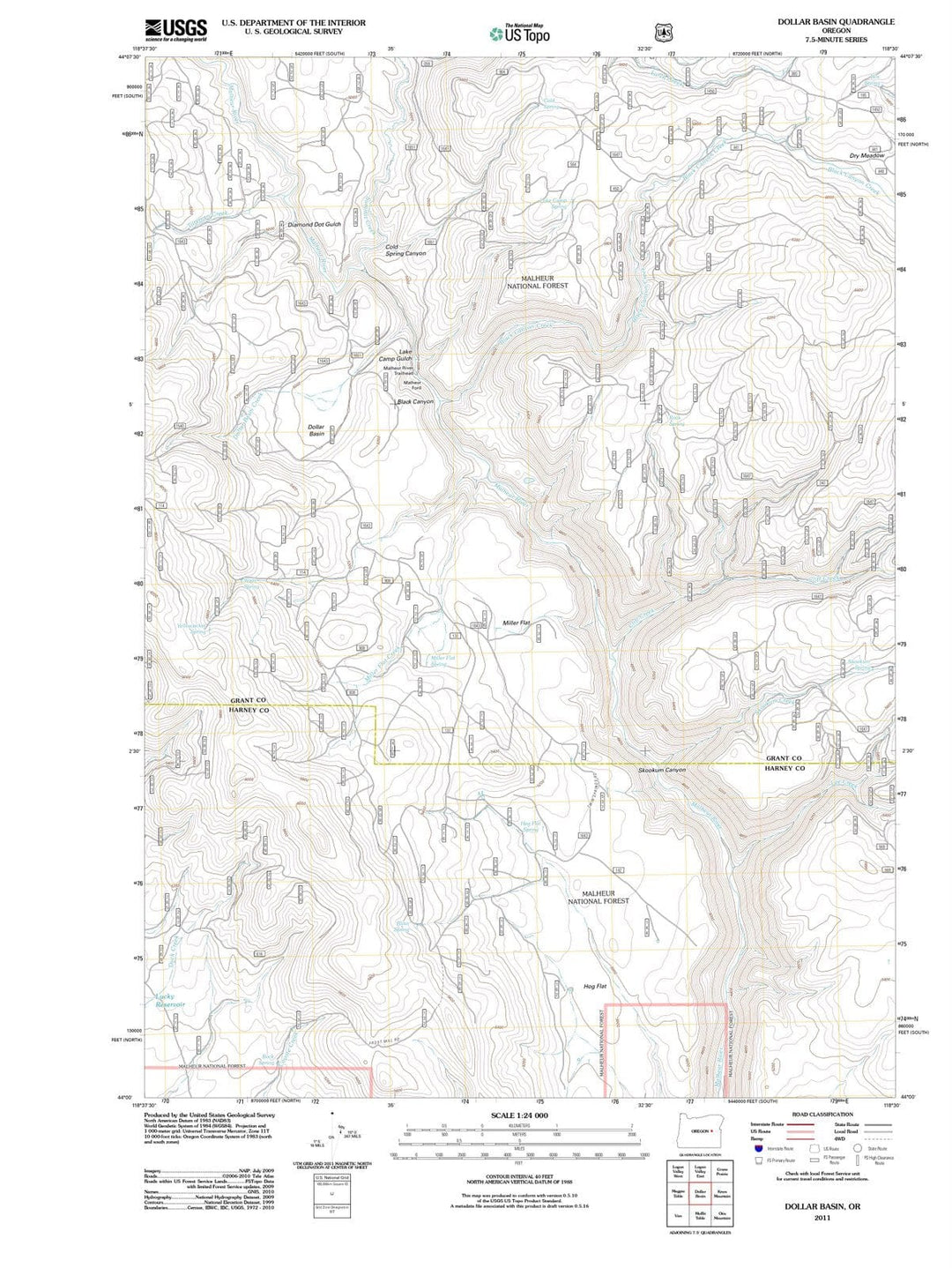 2011 Dollar Basin, OR - Oregon - USGS Topographic Map