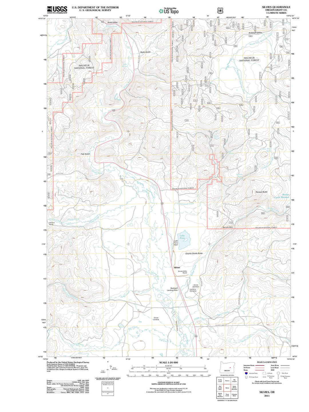 2011 Silvies, OR - Oregon - USGS Topographic Map