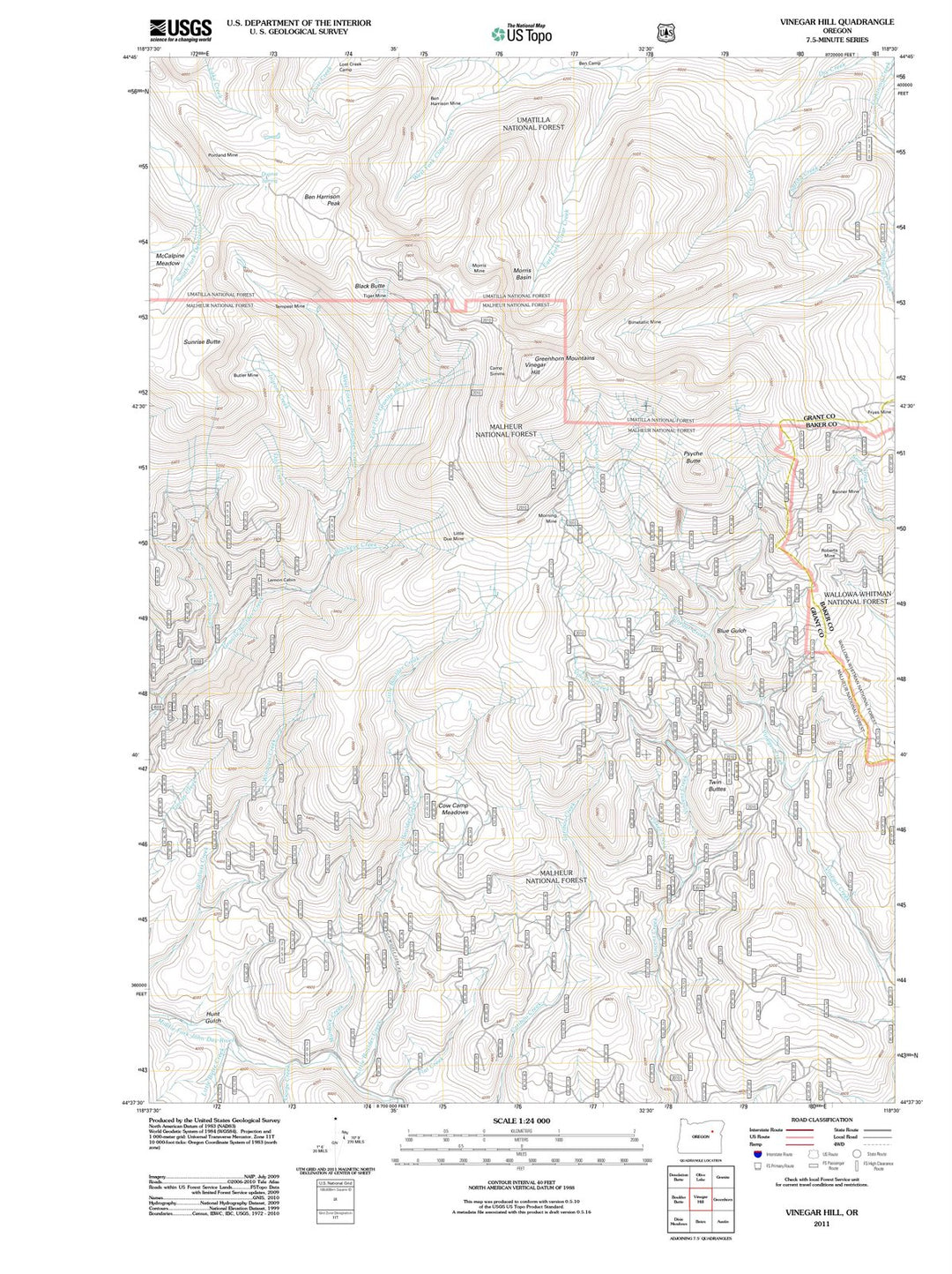 2011 Vinegar Hill, OR - Oregon - USGS Topographic Map