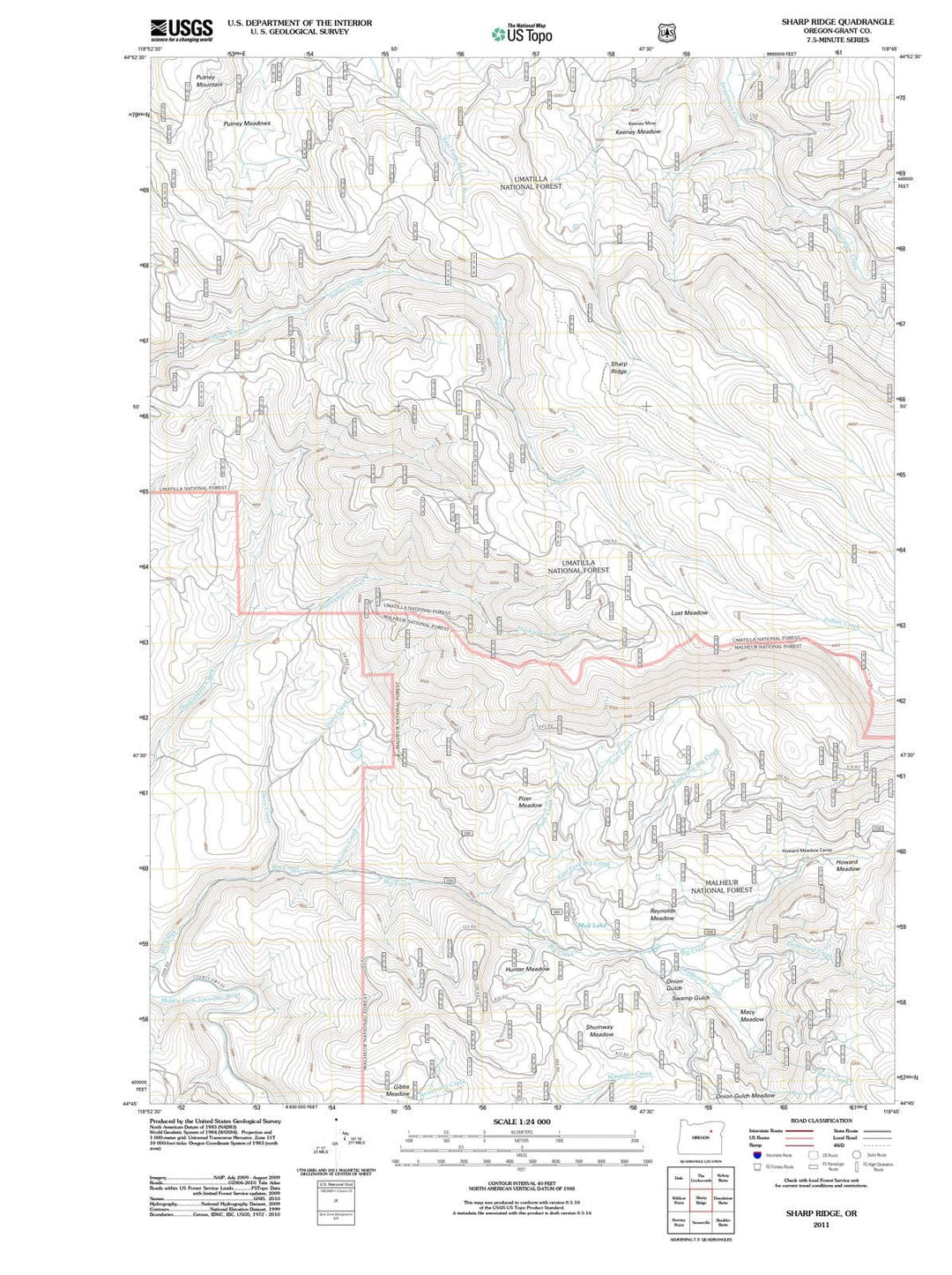 2011 Sharp Ridge, OR - Oregon - USGS Topographic Map