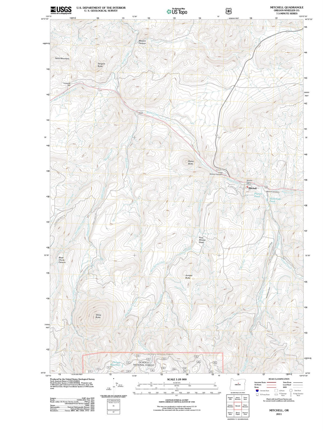 2011 Mitchell, OR - Oregon - USGS Topographic Map