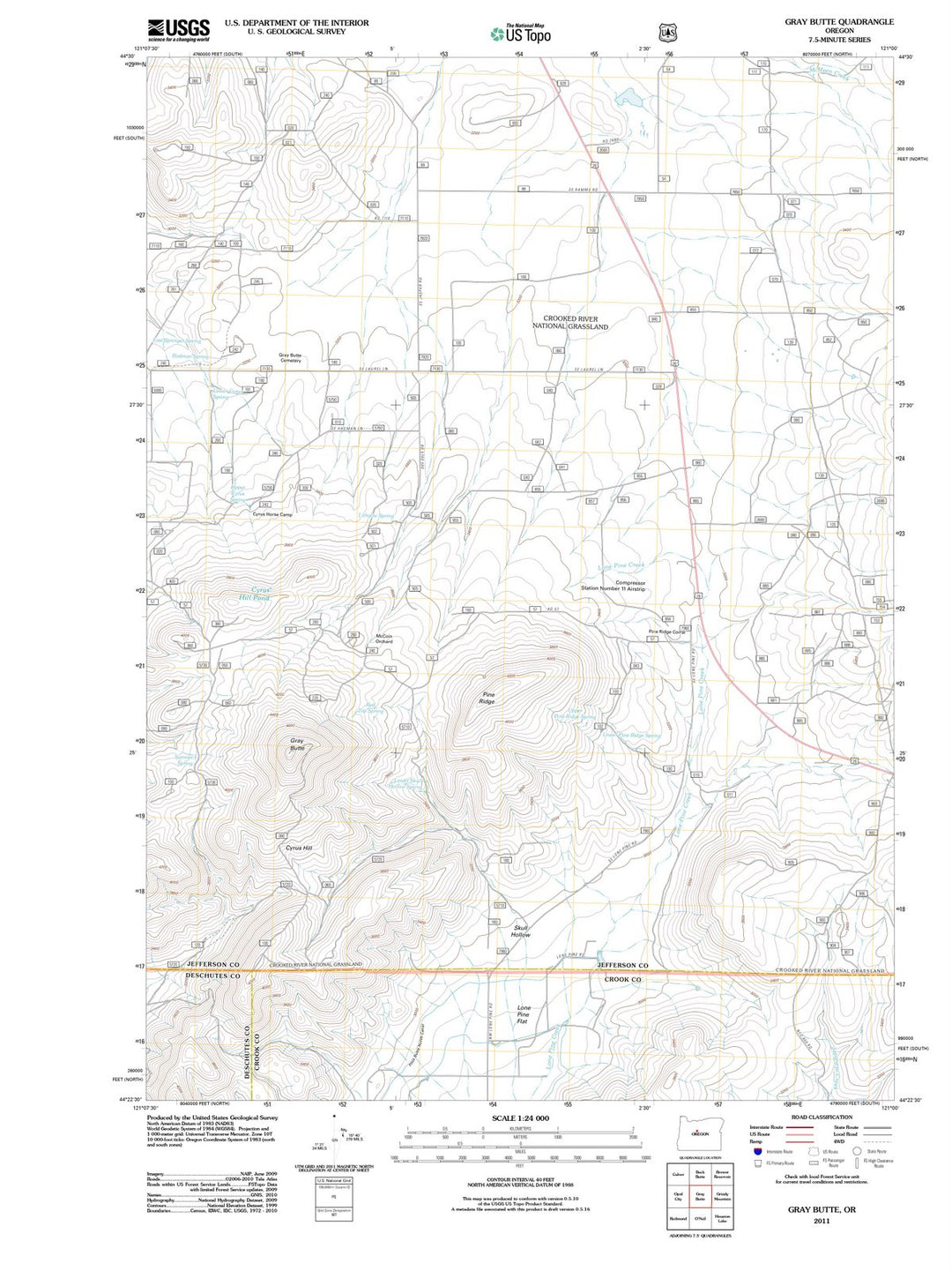 2011 Gray Butte, OR - Oregon - USGS Topographic Map