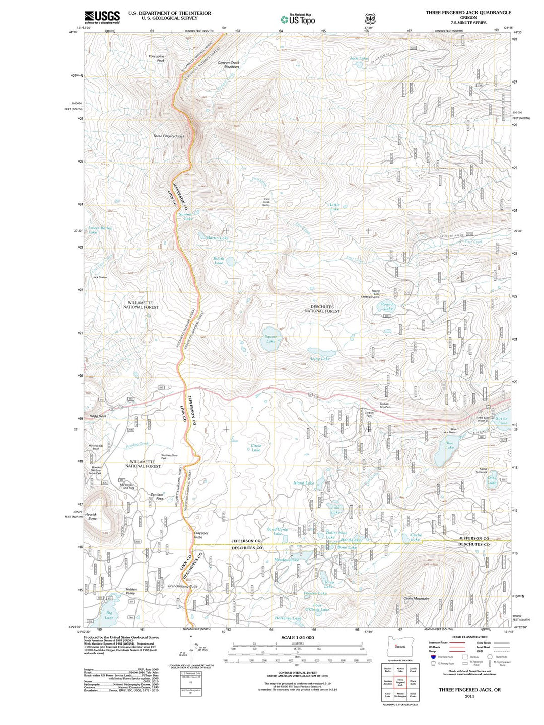 2011 Three Fingered Jack, OR - Oregon - USGS Topographic Map