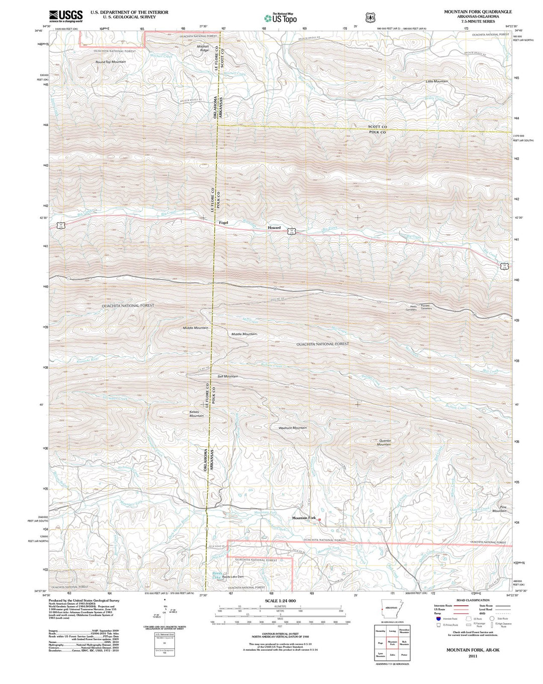 2011 Mountain Fork, AR - Arkansas - USGS Topographic Map