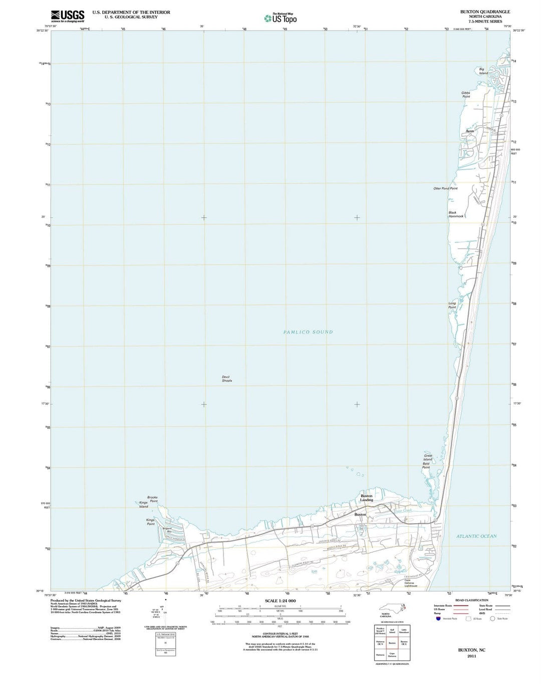 2011 Buxton, NC - North Carolina - USGS Topographic Map