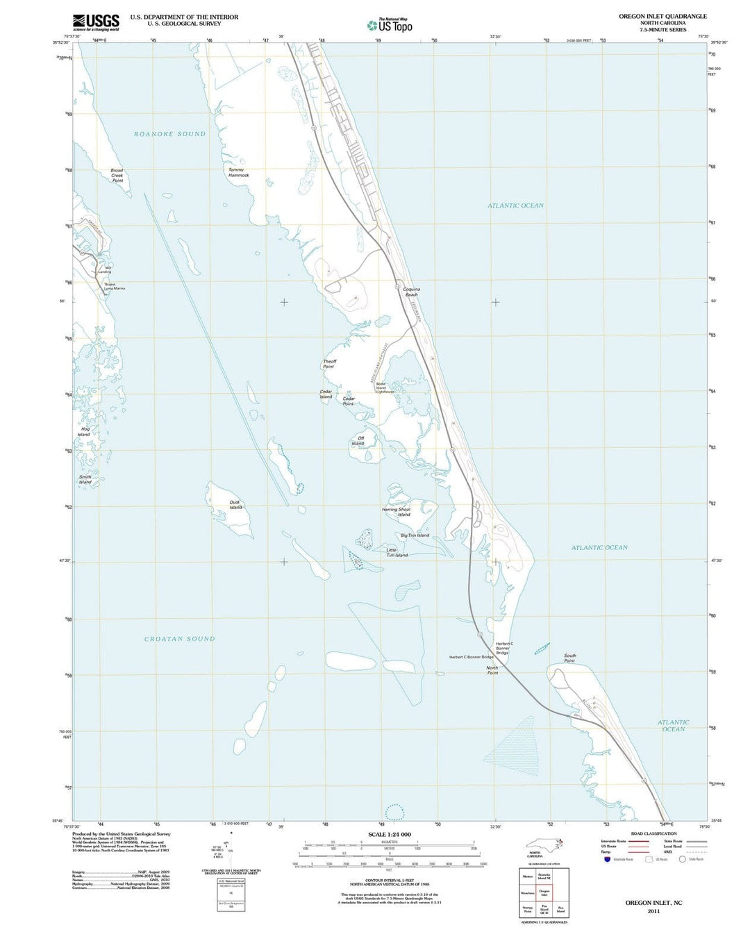2011 Oregon Inlet, NC - North Carolina - USGS Topographic Map