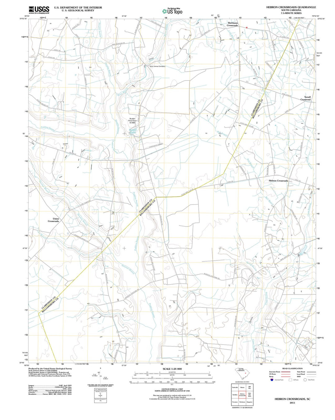 2011 Hebron Crossroads, SC - South Carolina - USGS Topographic Map