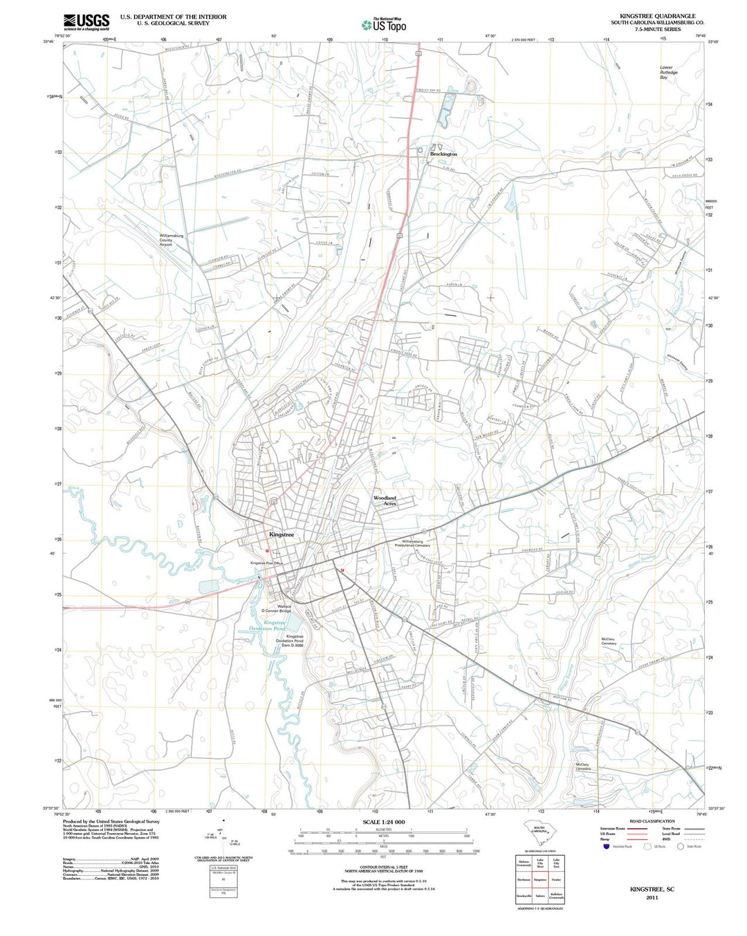 2011 Kingstree, SC - South Carolina - USGS Topographic Map