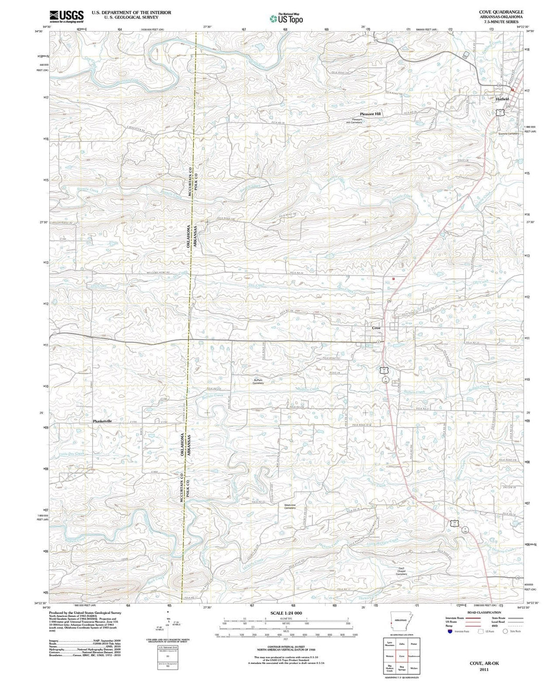 2011 Cove, AR - Arkansas - USGS Topographic Map