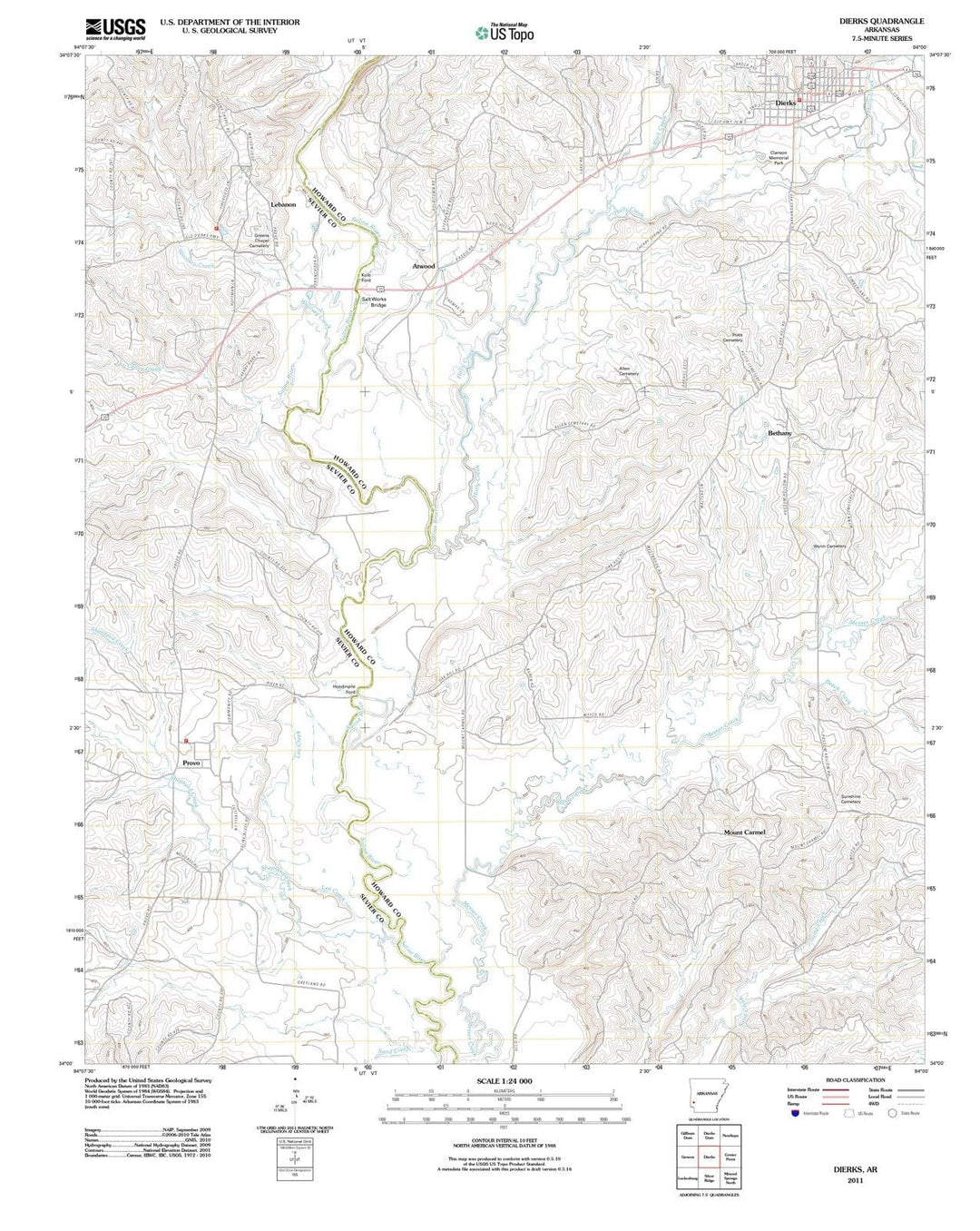 2011 Dierks, AR - Arkansas - USGS Topographic Map
