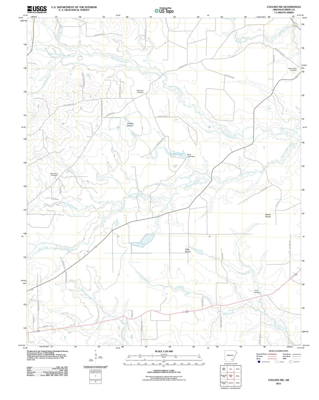 2011 Collins, AR - Arkansas - USGS Topographic Map