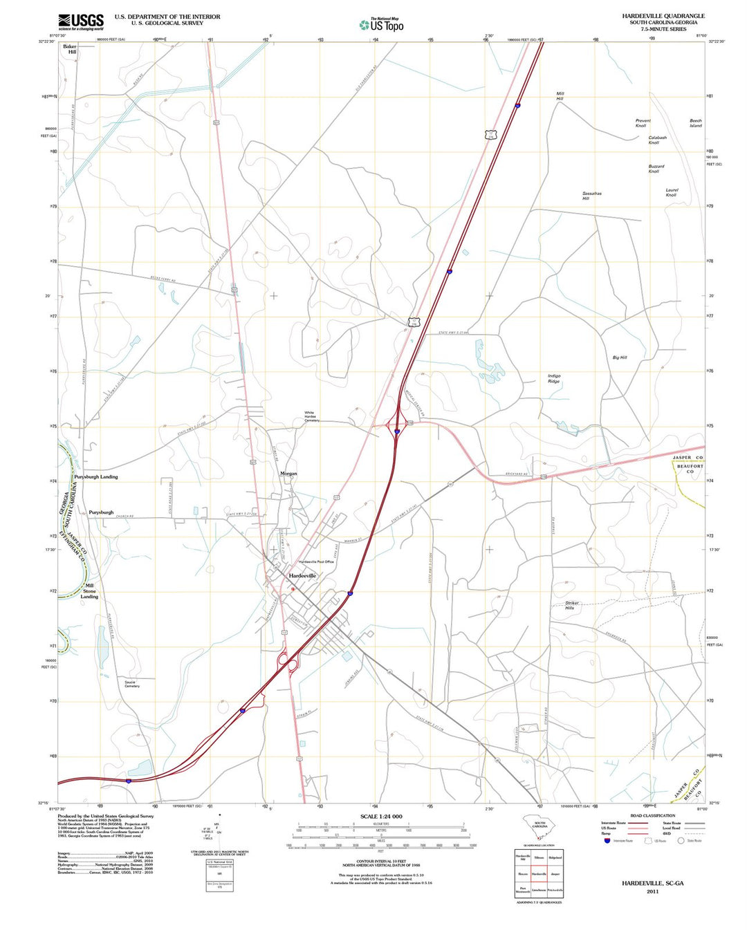 2011 Hardeeville, SC - South Carolina - USGS Topographic Map